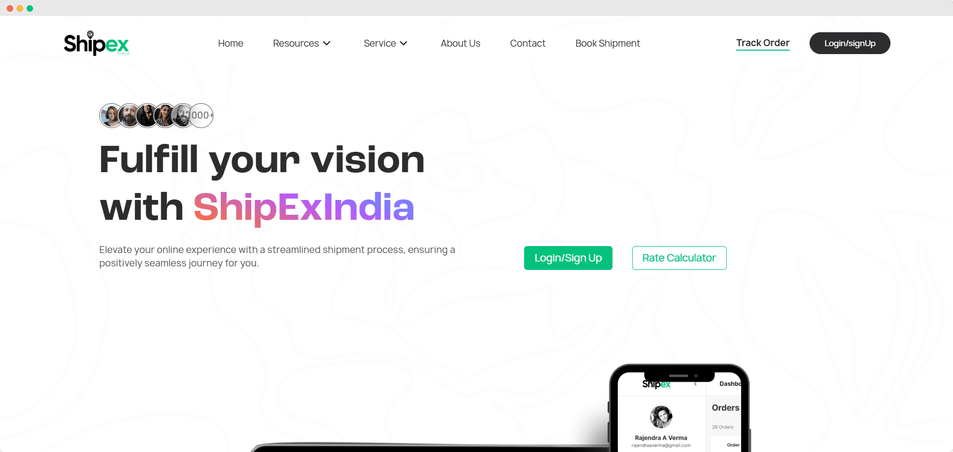 Mockup of the blueship website